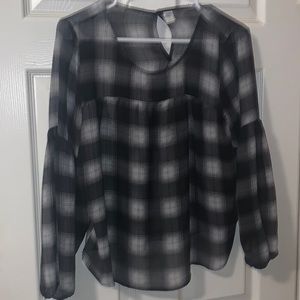 Old Navy Sheer Plaid Blouse